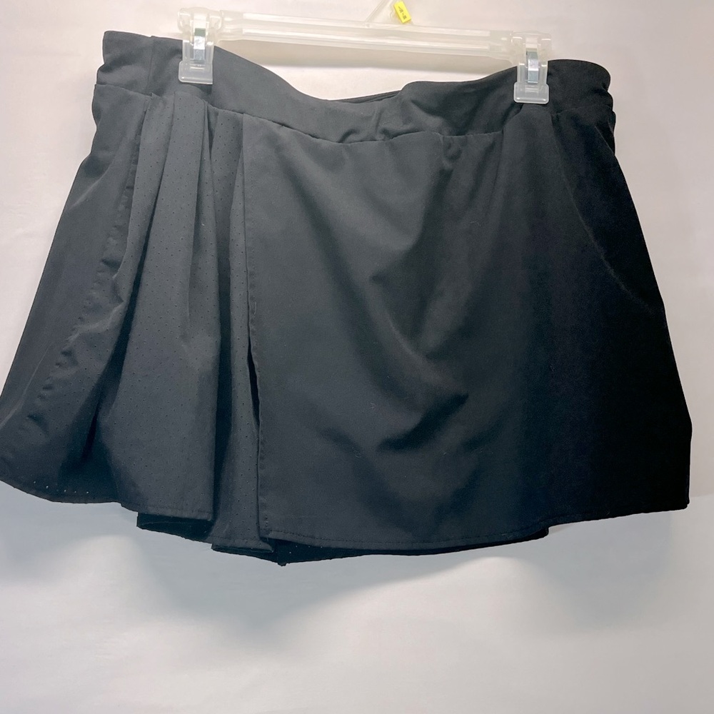 AVIA ATHLETIC SKORT W/SIDE PLEATS & POCKET DRAWSTRING WAIST L 12-14 BLACK PREOWN